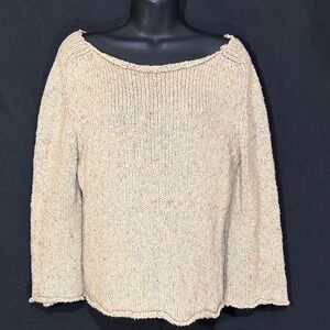 LLUIS GENERO Alchemy Sweater Boatneck Knit Speckled Beige Long Sleeve Women's M